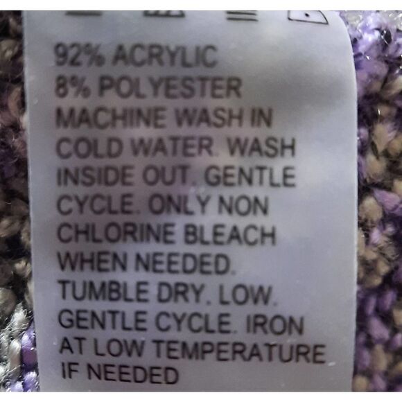 Allison Daley Cardigan Gray Purple Knit Button Front Textured Long Sleeve - Picture 7 of 8